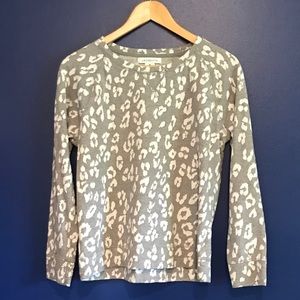 Grey & White Leopard Print Sweatshirt